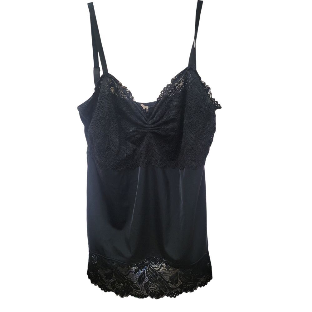 Rhonda Shear Women's Black Lace Overlay Cami 3X Lingerie Feminine Dark Coquette